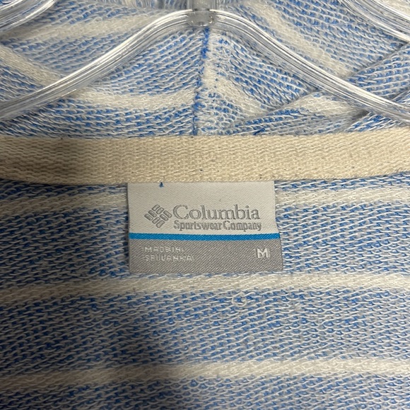 Columbia Blue White Striped Hoodie Pullover Sz Medium! - Picture 5 of 9